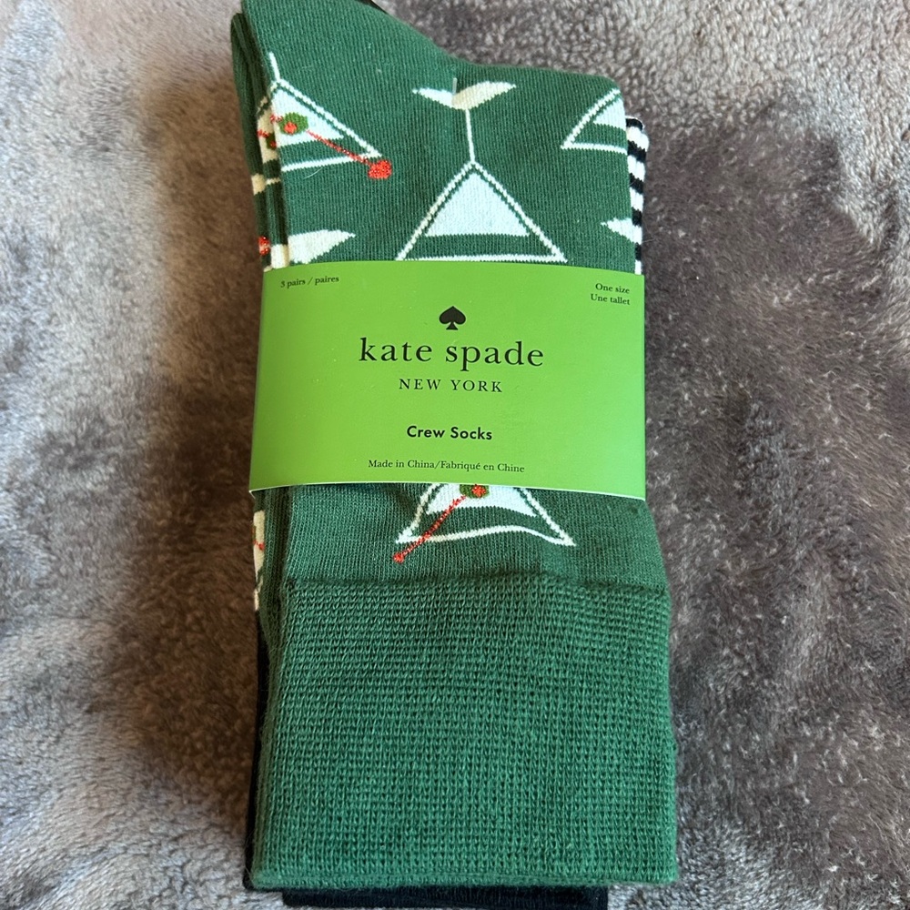 Kate Spade Green Martini Pattern Socks